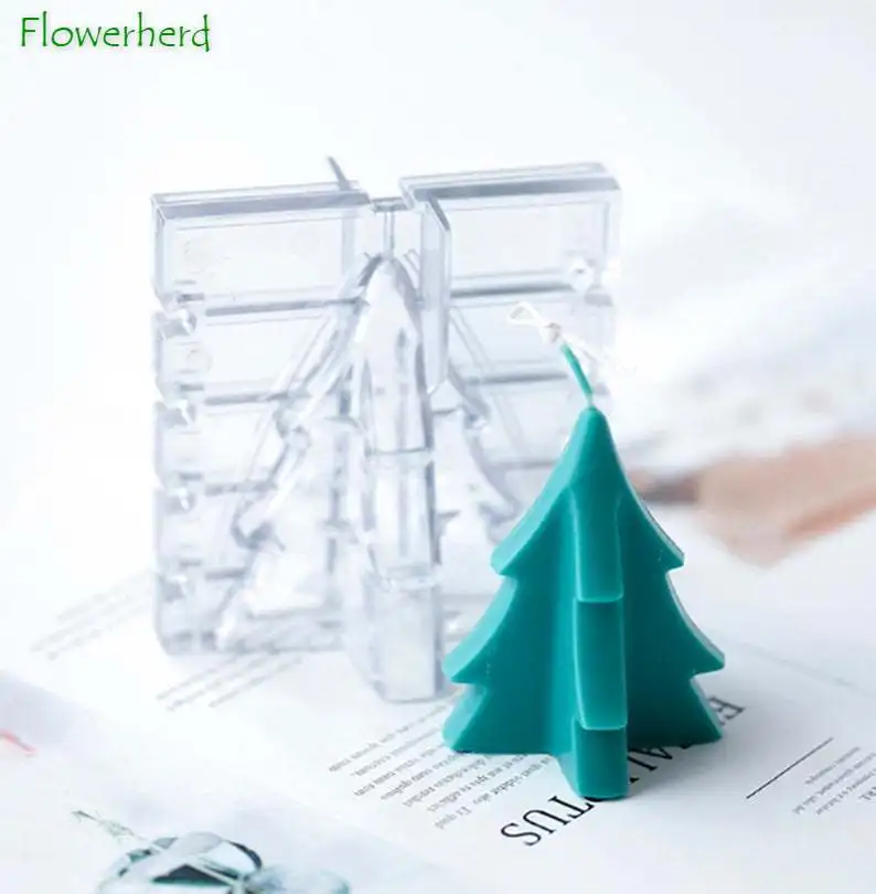 

Christmas Tree Candle Mold DIY 3D Craft Art Plastic Candle Making Mold Handcraft Candle Making Supplies Handmade Soap Mold