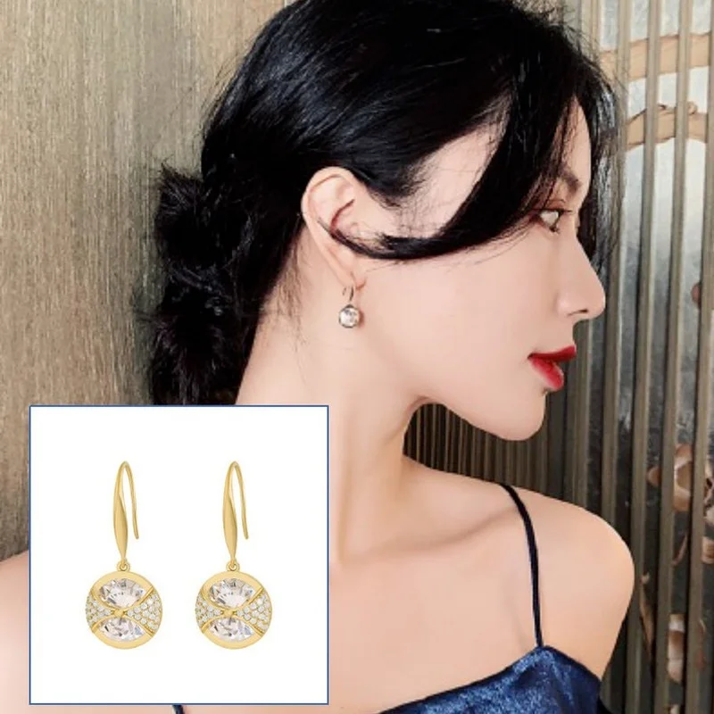 

Vintage Crystal Geometric Earrings for Women Party Wedding Jewelry 2021