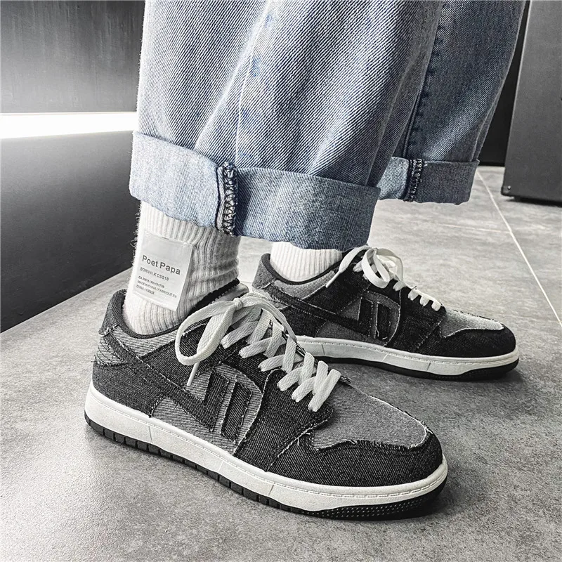 

Spring 2021 Denim Canvas Footwear For Men Black Blue Young Boy Casual Shoes Fashion Men Walking Canvas Shoe Popular Man Sneakers