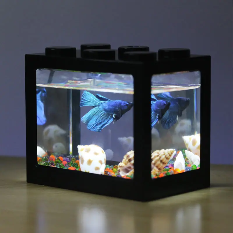 Betta Fish мини аквариум креативный строительный блок аквариум для домашнего офиса чайный столик украшение детское Кормление маленький строительный блок