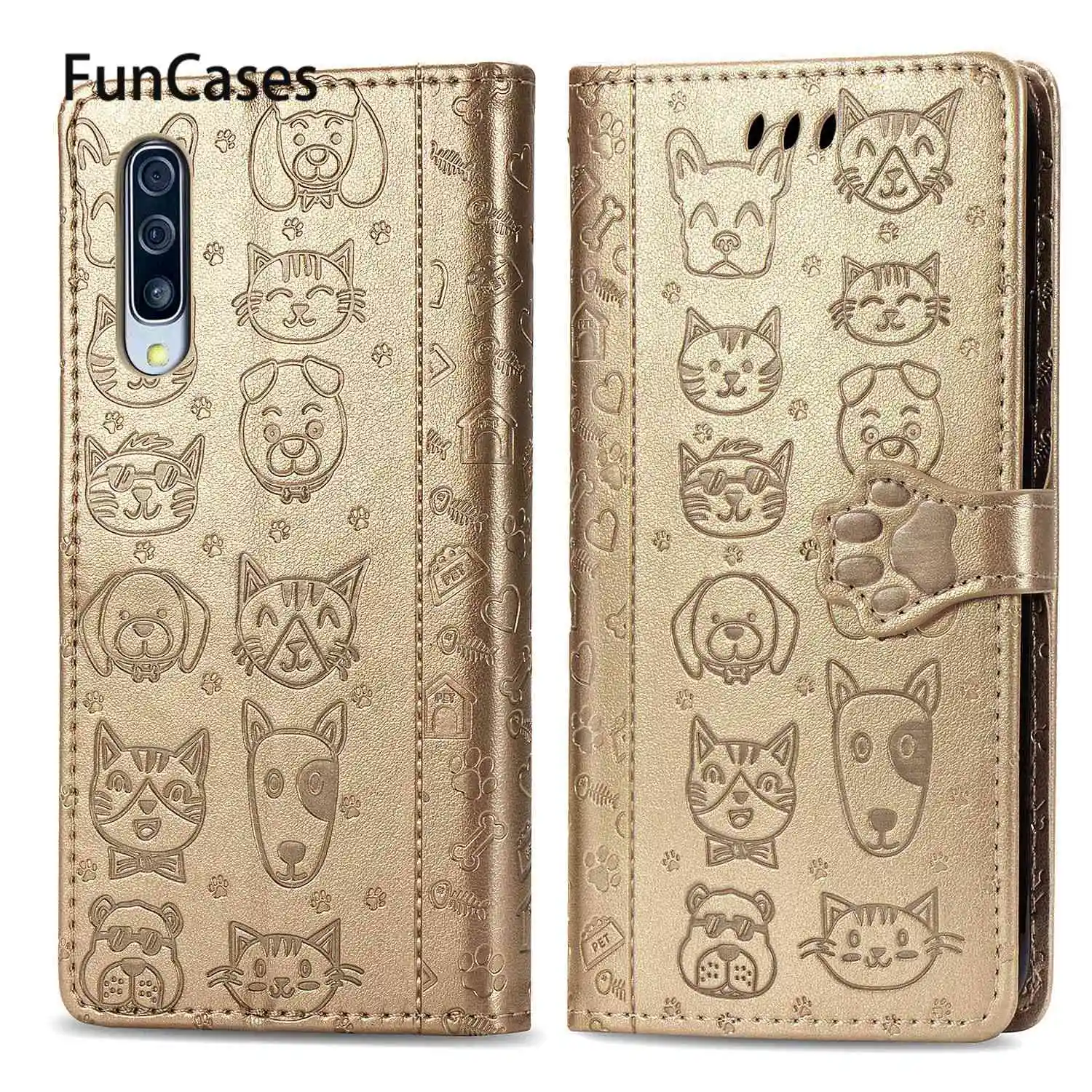 Чехол для телефона из искусственной кожи с изображением милого кота и собаки Samsung