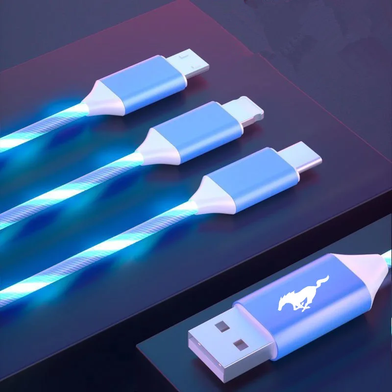 Автомобильный Стайлинг 3 в 1 Type C Lightning Micro USB кабель для быстрой зарядки Ford Mustang GT