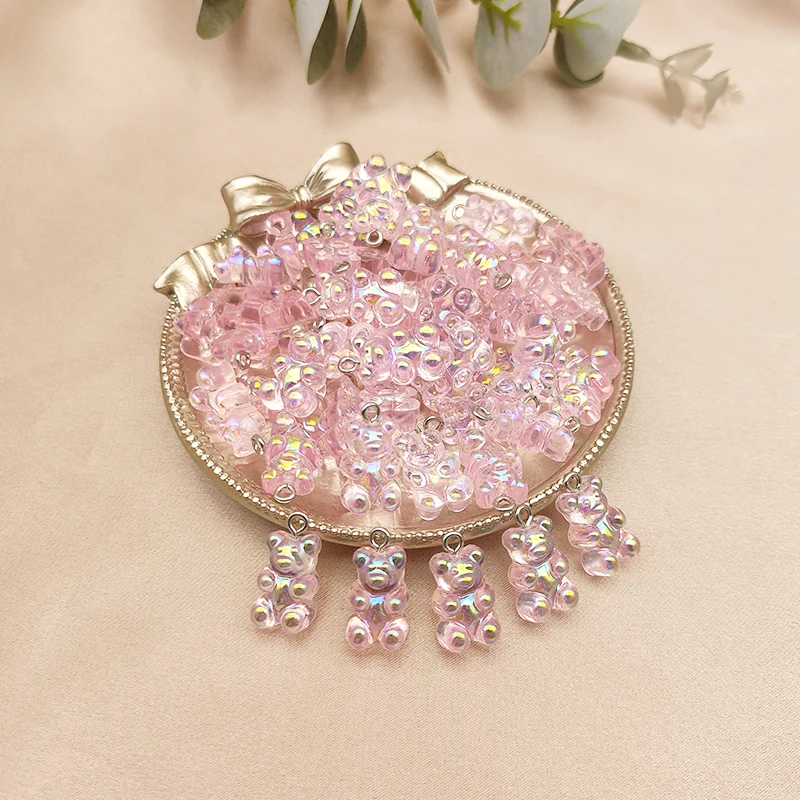 

50 шт. / Упак. Милых розовых подвесок из смолы медведя, материалы ручной работы DIY, аксессуары для детских ожерелий, браслетов и серег,