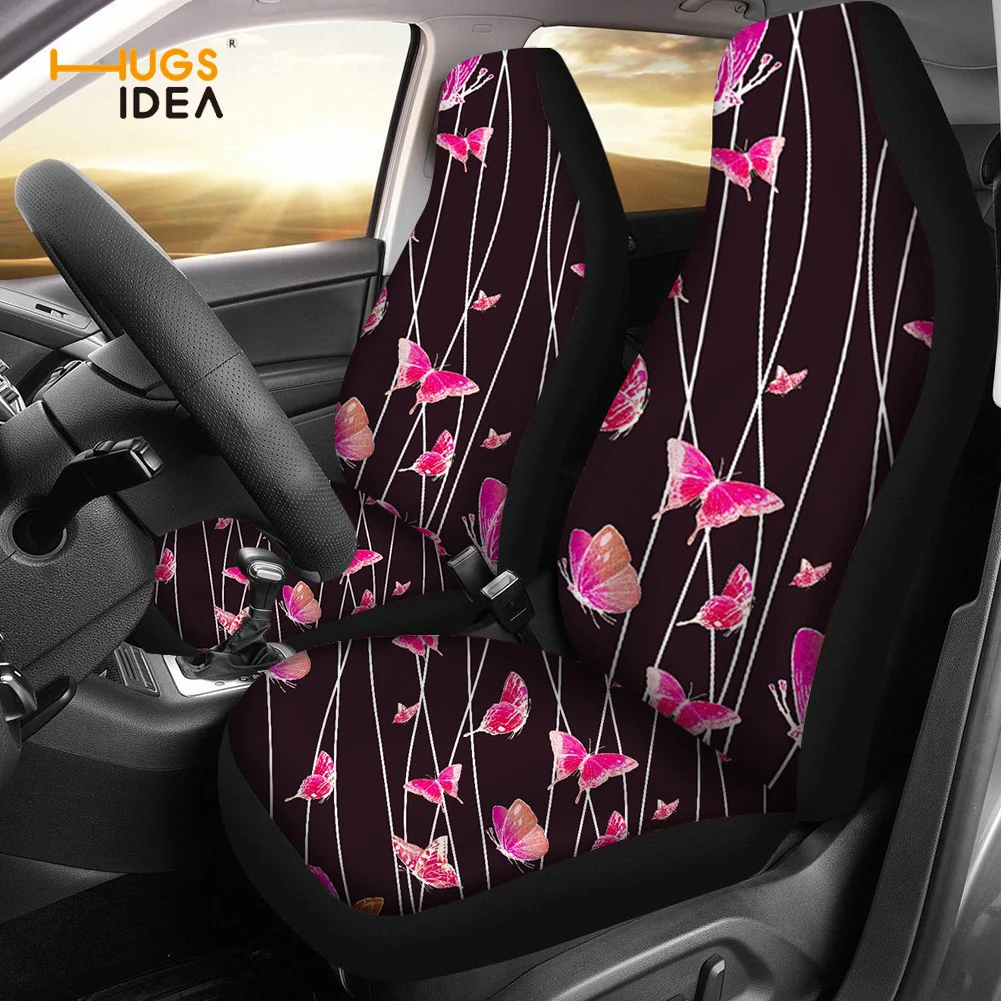 

HUGSIDEA Autos Full Cushion Fit For Cars Beautiful Colorful Butterfly Brand Design Universal 2pcs Car Front Seat Covers Cloth