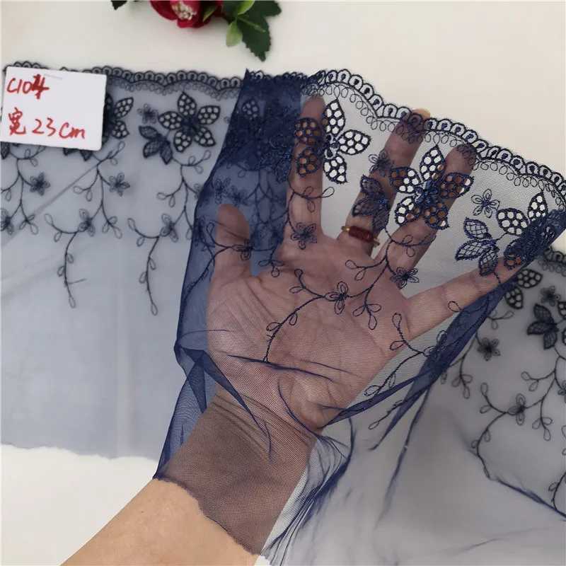 

4Meters Exquisite Embroidered Mesh Lace Fabric Trimming Doll Dress Clothing Accessories Handmade DIY Garment Sewing 23cm Width
