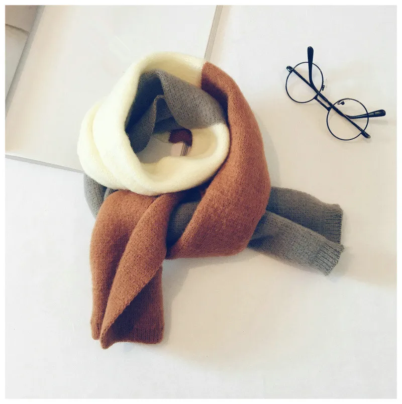 Осень зима 2019 вязаный детский шарф модный Джокер в Корейском стиле цветной