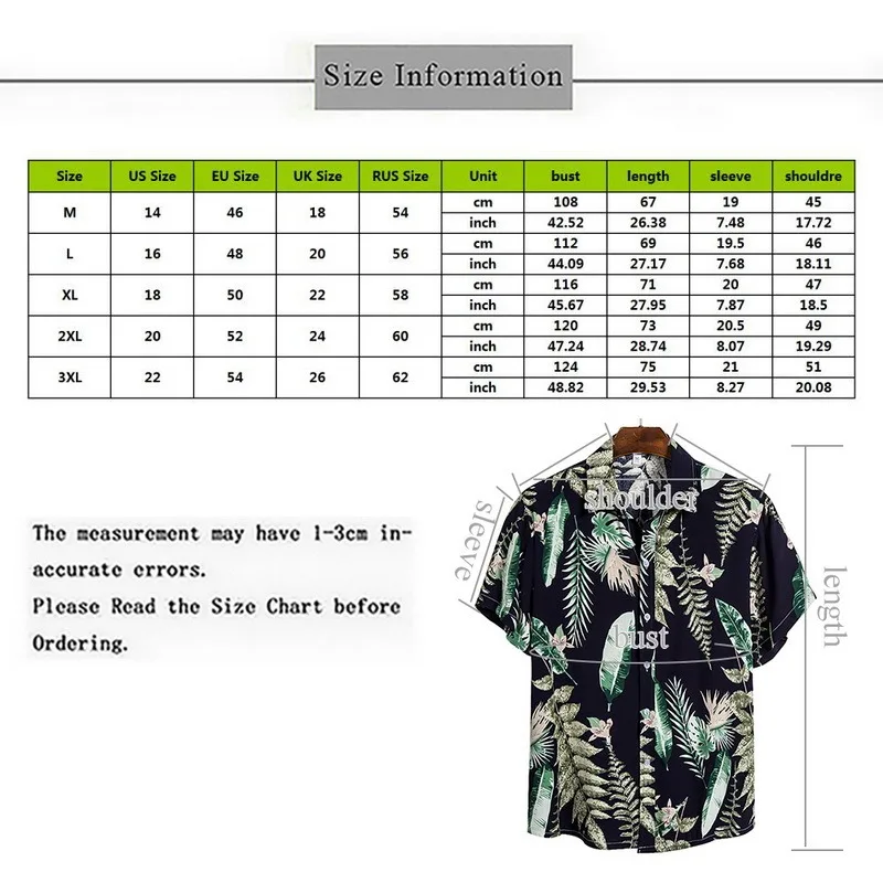 

Mens Hawaiian Shirt Fashion Casual Button Hawaii Print Beach Short Sleeve Quick Dry Top Blouse S-XXXL 2021