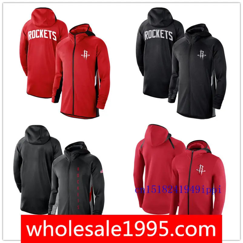 

2020 NBA Houston Rockets MEN Heathered jacket Authentic Earned Edition Showtime Therma Flex Performance Full-Zip Hoodie