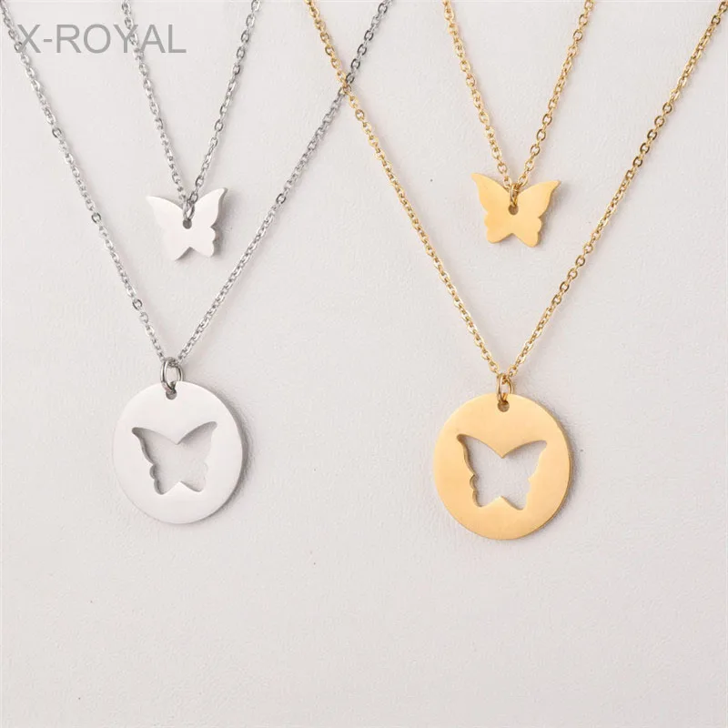 X ROYAL 2019 подвеска в форме бабочки ожерелье для женщин Свадебное Двухслойное