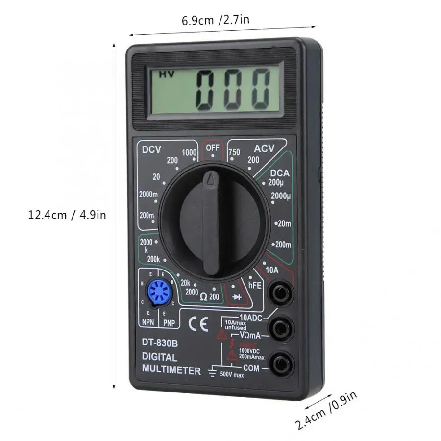 DT 830B Многофункциональный портативный ЖК цифровой мультиметр Ампер Вольт Ом