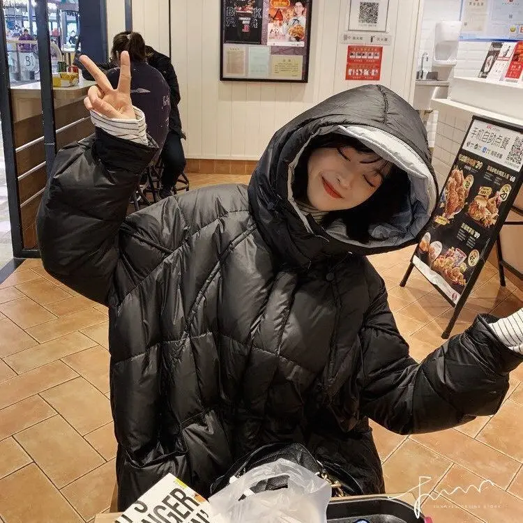 

Women 2020 Winter Down Jacket Coats Female Casual Loose Long Warm Puffer Coat Hooded Down Parka Female Outerwear Clothing A109