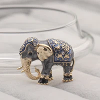 lovely blue texture enamel elephant shape brooch crystal pins brooches for women kids scarf clothes jewelry