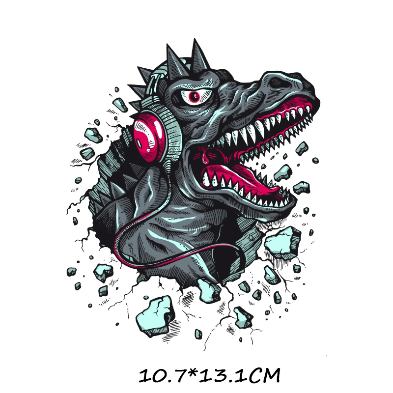 722-2 Animal Dinosaur Lion Wolf Crocodile Iron-on Clothes Patches Heat Transfers Vinyl Patch Children Boy Girl DIY Clothing Sticker F - Цвет: 722-2