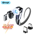 Магнитный зарядный кабель Elough с поворотом на 540 градусов, магнитное зарядное устройство для быстрой зарядки, кабель Micro USB типа C, провод 3 м для iPhone, Xiaomi Poco