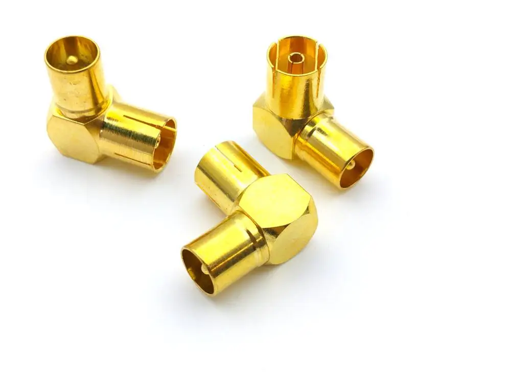 Латунный ТВ адаптер DVB T 20 шт. штекер Папа мама прямоугольный позолоченный 90