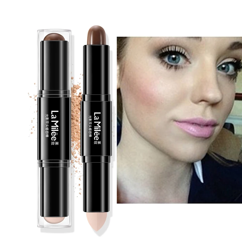 

LAMILEE Double Head 3D Bronzer Highlighter Stick Face Makeup Concealer Pen Foundation Stick Cream Texture Contour Pencil
