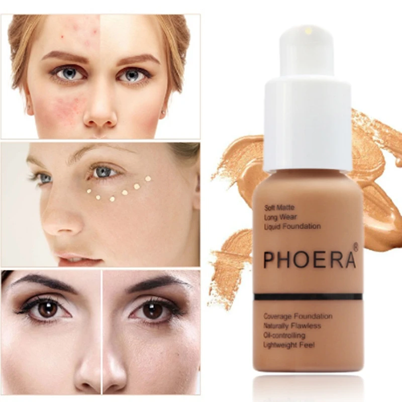 PHOERA beauty, новинка, 30 мл, тональный крем, мягкий, матовый, для длительного ношения, контроль жирности, консилер, Жидкий тональный крем, Модный женский макияж