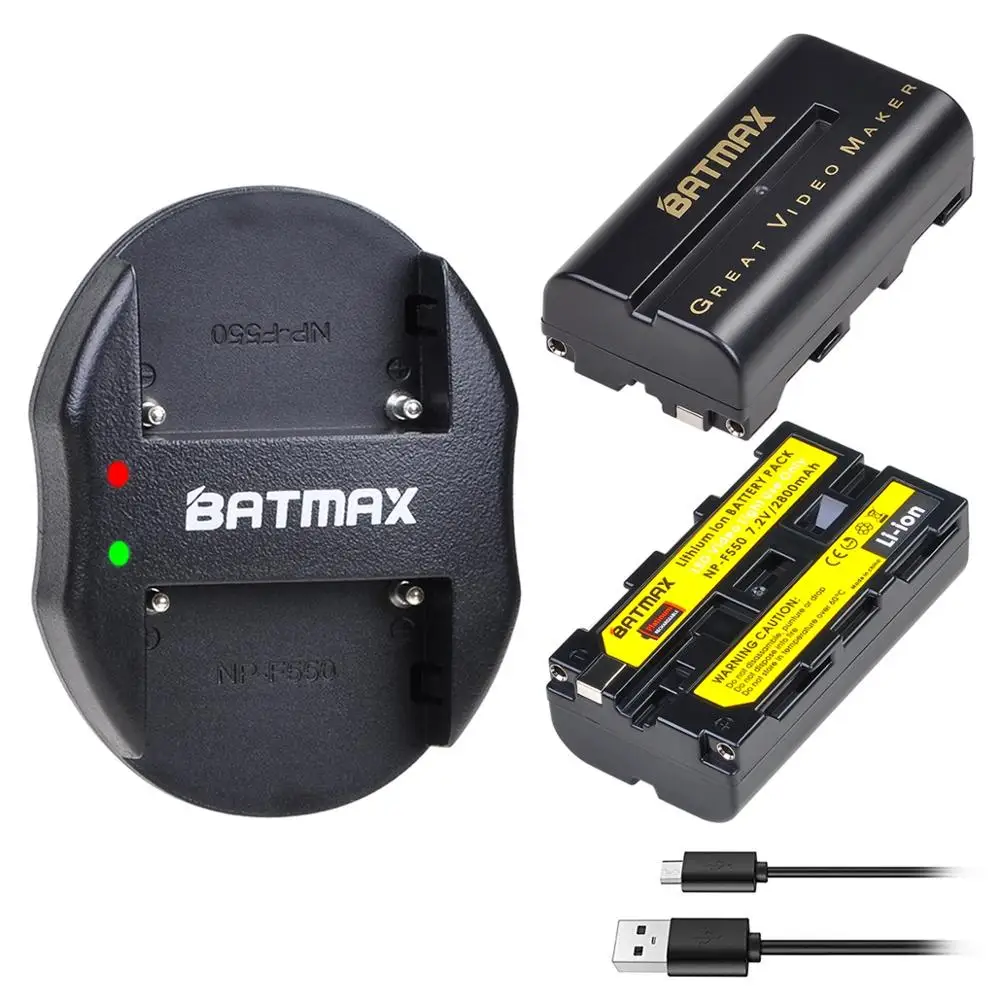 Batmax NP-F550 NP-F570 Battery akku+USB Dual Charger for Yongnuo Viltrox  LED Video Light YN300Air II YN300 III YN600 Air L132T