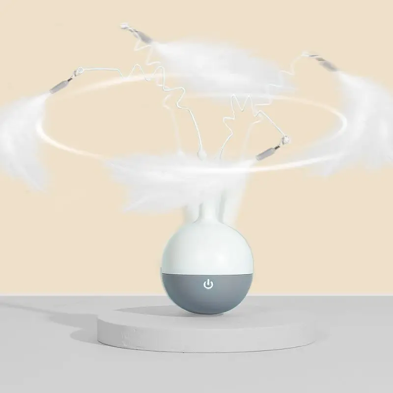 

Treat Leaking Cat Toy Interactive Rotatable Tumbler Toy Electric Smart Teasing Rolling Ball Toys Automatic Pet Toy With Feather
