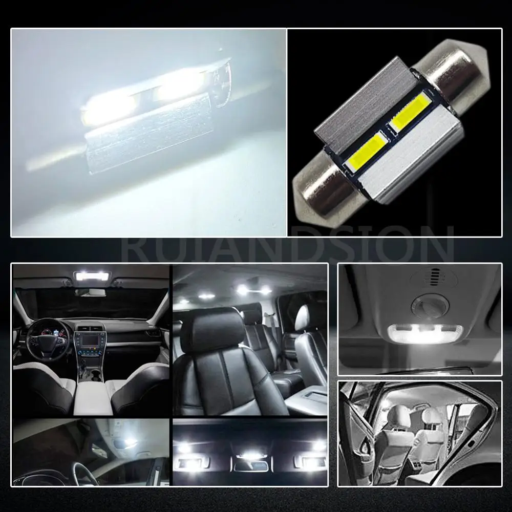 

2X 1860SMD Car Festoon Led 31mm 36mm 39mm 42mm 6000K White 12V-60V 24V 48V C5W C10W Trucks Bulb License Plate Reading Dome Light