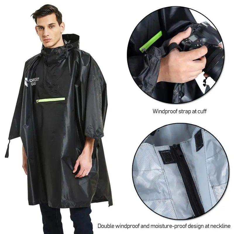 

1PC Raincoat Waterproof Outdoor Hiking Camping Mountaineering Riding Hooded Rain Poncho Coat Unisex Thickened Rainwear Suit