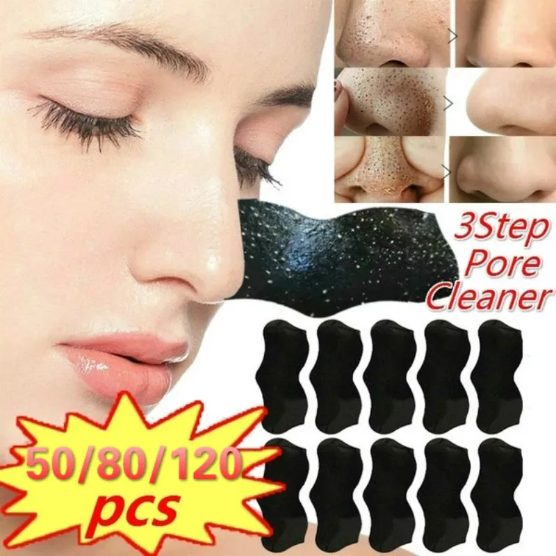 

120/50pc Nose Blackhead Remover Mask Bamboo Charcoal Nose Cleansing Pore Deep Clean Treatment Cleansing Strips Peel Off Mask