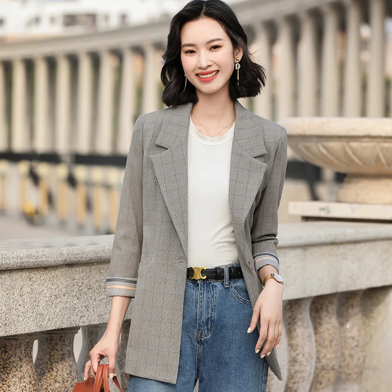 Boliyae High Quality Blazer Women 2021 New Designer Fashion Long Sleeve Black Jackets Spring Autumn For Office Lady Wear Tops