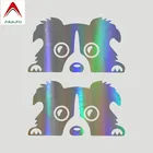 Автомобильные наклейки Aliauto, границы, колли, собака, автомобильные мотоциклы, украшение, Светоотражающая 3D наклейка, автомобильный Стайлинг, 14 см * 8 см