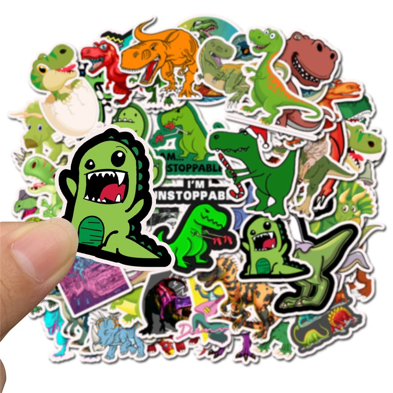 

50 PCS Dinosaur Stickers for Children Animal Funny Stickers Jurassic Park to Skateboard Laptop Suitcase DIY Stickers