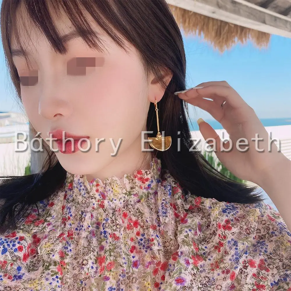 

Earrings female 2020 New golden small fan long style temperament wild earrings earrings jewelry female earrings for women