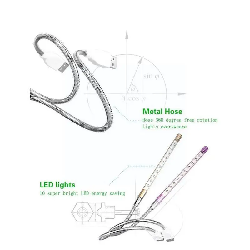 

Bendable USB LED Night Lights Flexible Portable Laptop Keyboard Aluminum 5 For Bedroom Lighting Lamp Color Reading Alloy De L3M5