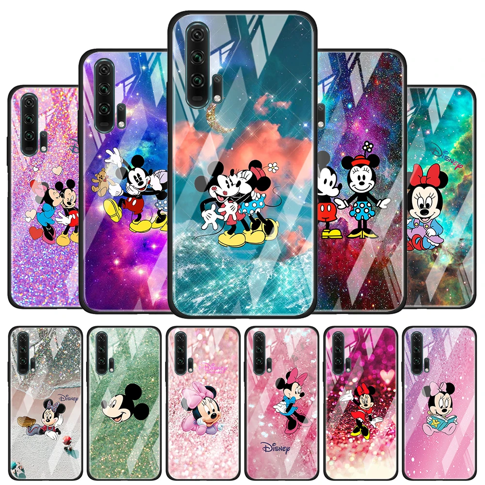 

Mickey Minnie colorful for Honor 30 20 10 9X Pro Plus Lite 8X Huawei Y8P Y6P Y5P Y9 Y7 Y6 2019 Tempered Glass Phone Case
