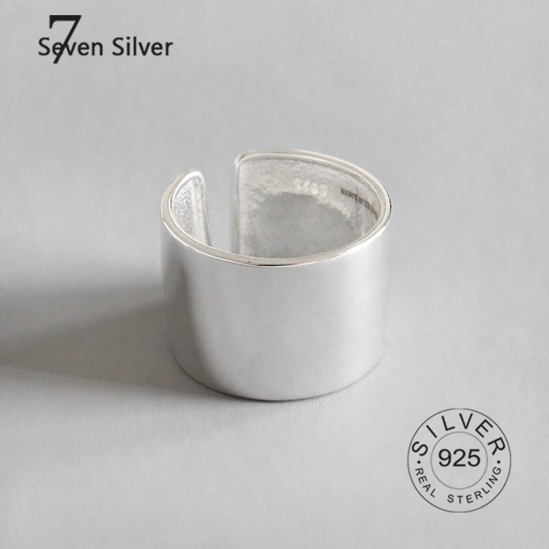 

Real 925 sterling silver finger rings for women smooth open Trendy fine Jewelry Large Adjustable Antique Rings Anillos