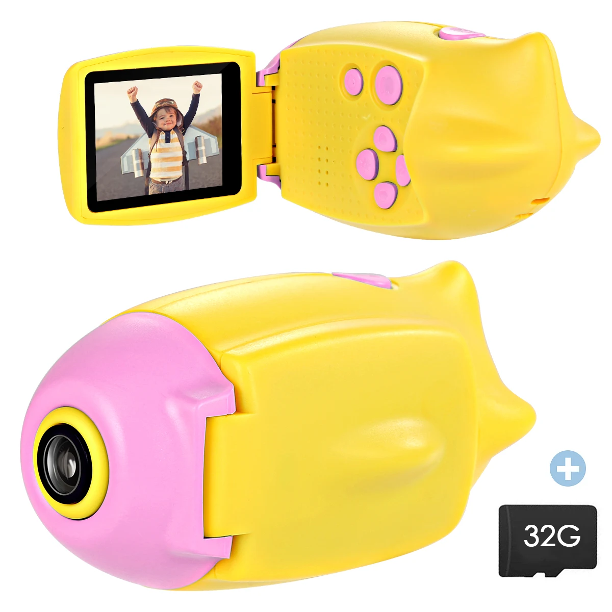 

Kids Camera 2inch IPS Screen 8MP Lens Mini Digital Camera 720P Video Camera Portable DV with 32G Memory Card