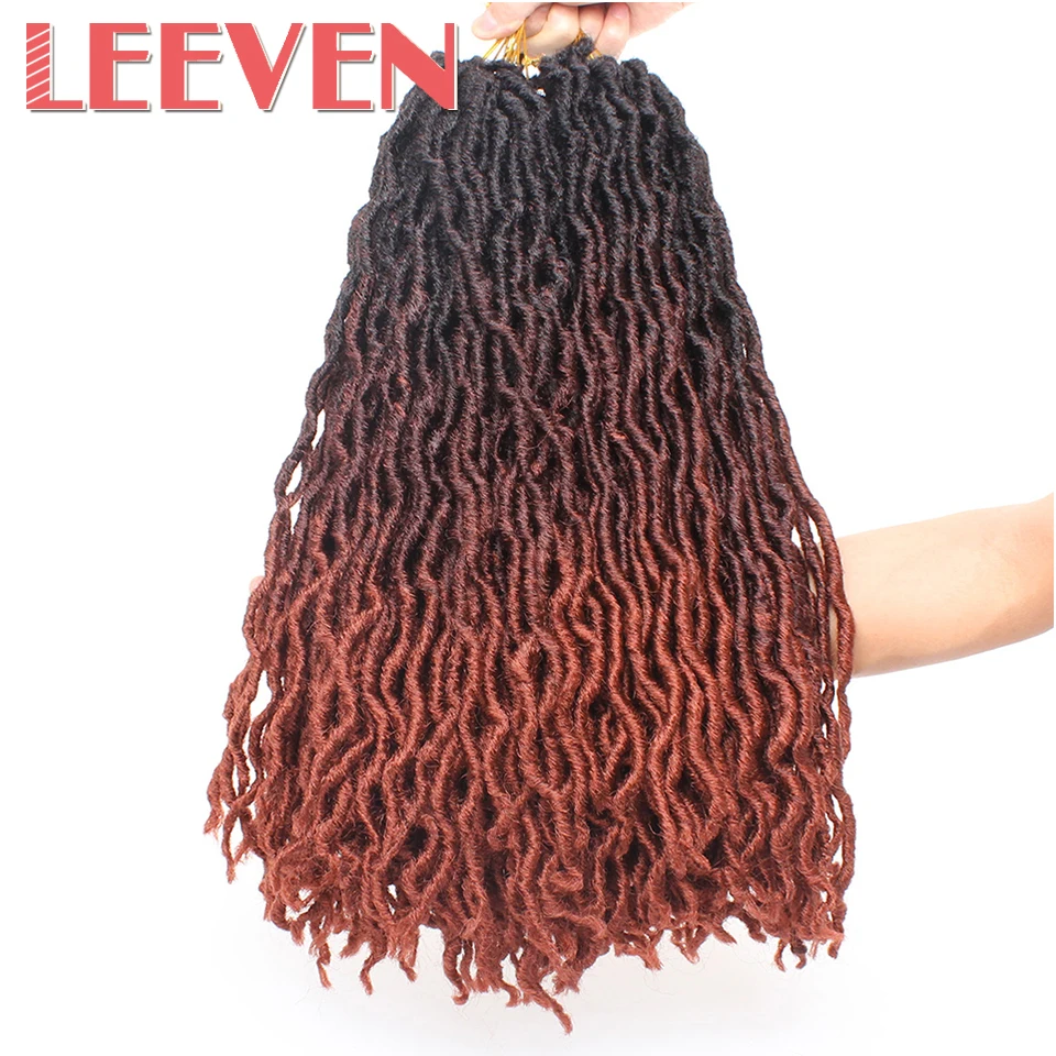 Leeven Nu Faux locs Curly вязаные волосы 20 дюймов синтетические плетеные волосы Омбре крючком косички крючком волосы богини волос