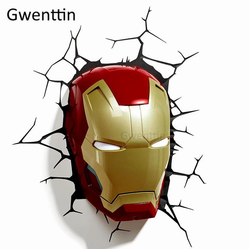 Marvel The Avengers настенный светильник Железный человек Человек-паук Халк Капитан Америка Супергерой бра 3D лампы Рождественский подарок на день рождения детей