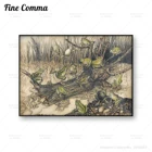 Настенный ВИНТАЖНЫЙ ПЛАКАТ с зеленой лягушкой, Артур ракхэм, печать на холсте, сказочные надписи, король, бревна, античная лягушка, домашний декор, картина в подарок