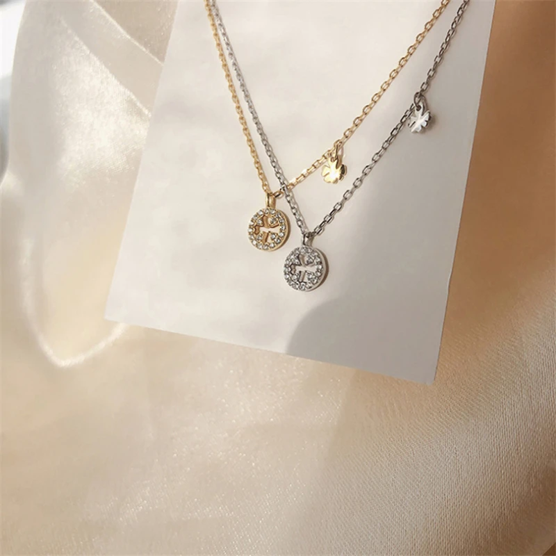 Корейская мода 2020 крест полый цветок форма шеи колье подвеска ожерелье женщина