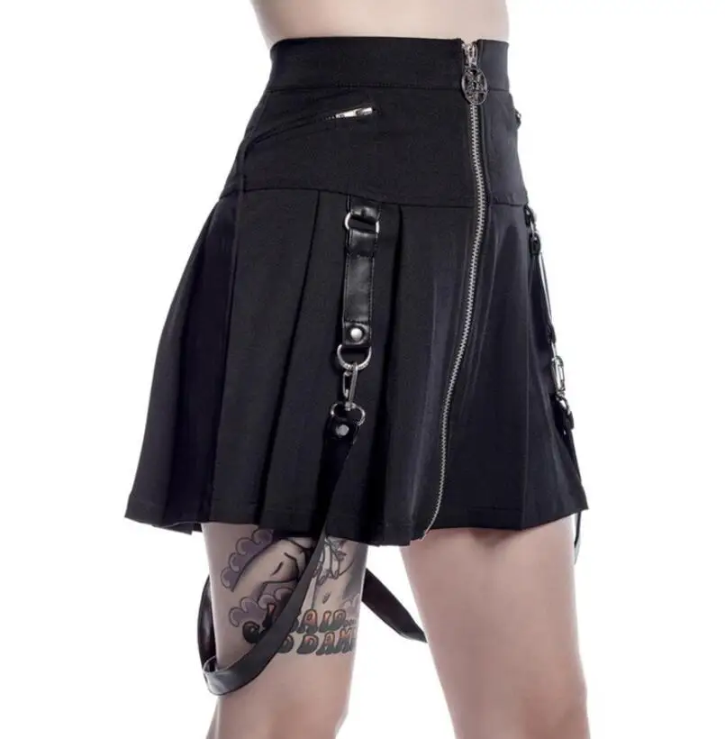 

Red Plaid Skirt High Waist College Kilt Women Gothic Mini A-line Dress with Belt Zipper Summer JK Skirts Casual Streetwear