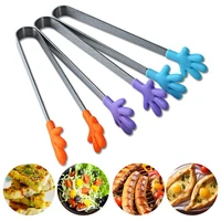 kitchen mini stainless steel food tongs creative palm shaped non slip home kitchen bread tongs non stick food clip kitchen tools