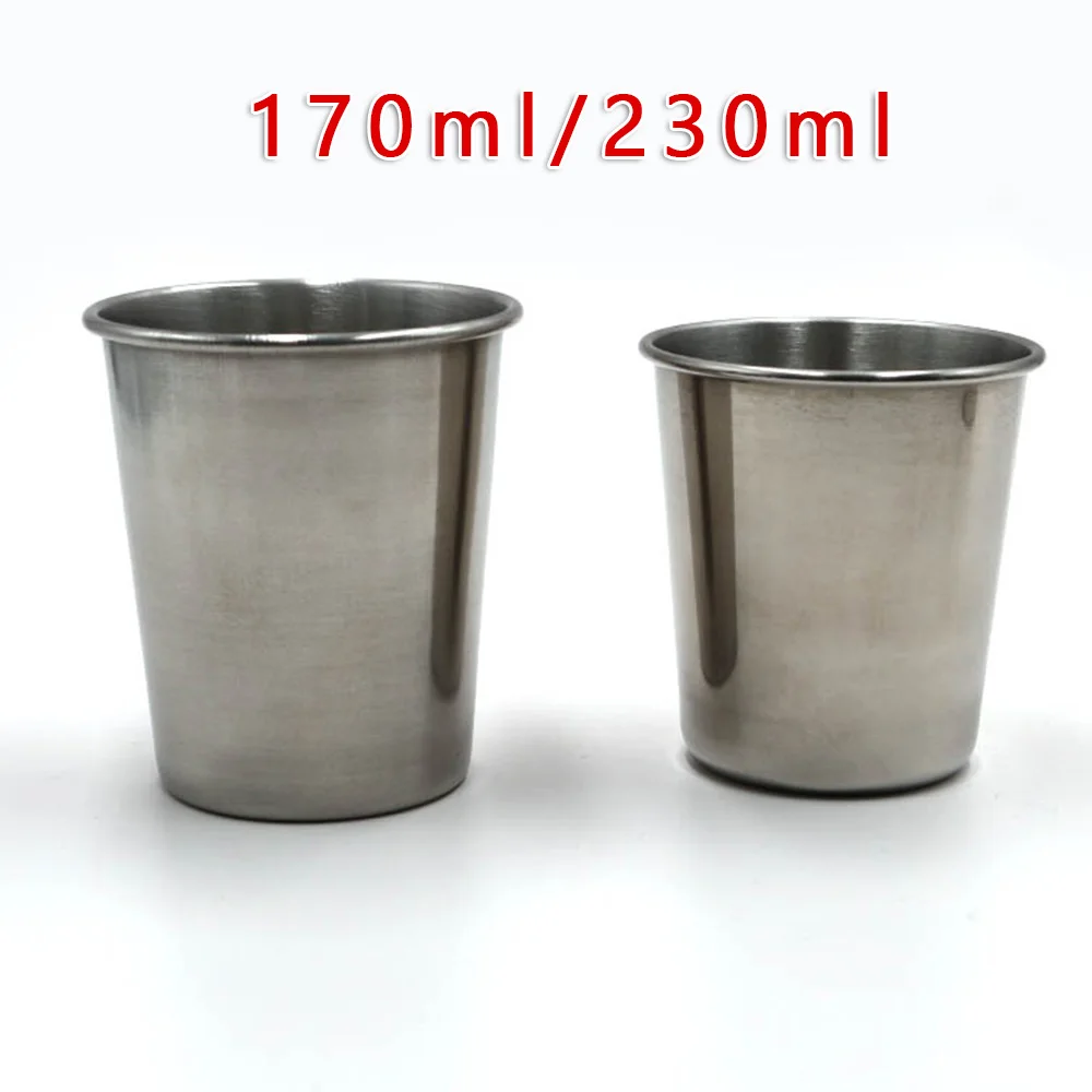 

230ml Stainless Steel Water Cup Beer Glass Anti-fall Children Drinking Cups Households Tea Milk Beer Mug Portable Camping Mugs