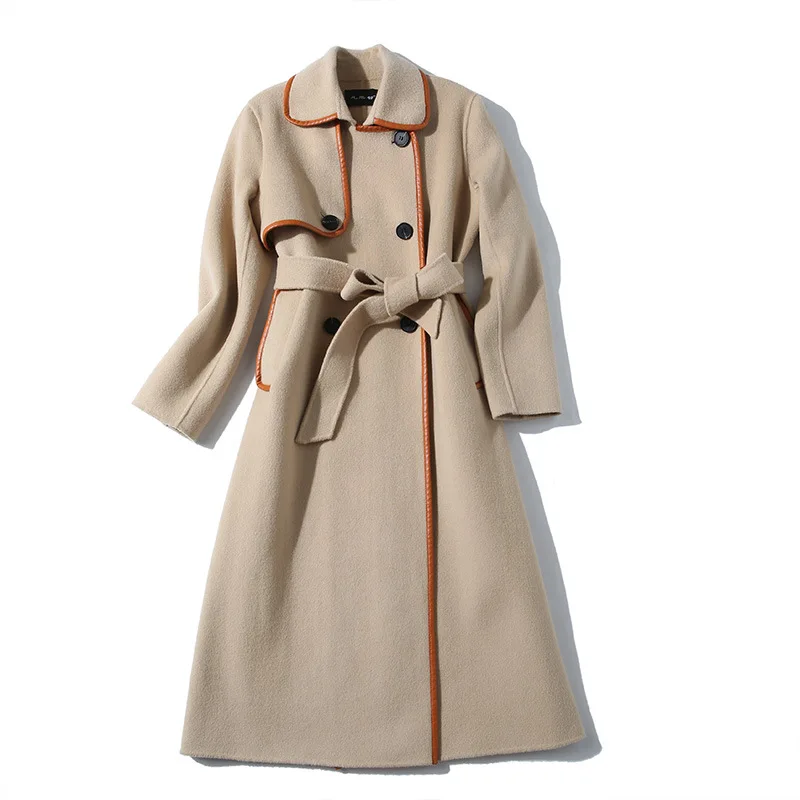 

2019 Winter 10% Cashmere Coat Warm Winter Long Coat Solid Color Women Long Wool Coat Office Lady Slim Female Overcoat Oversize