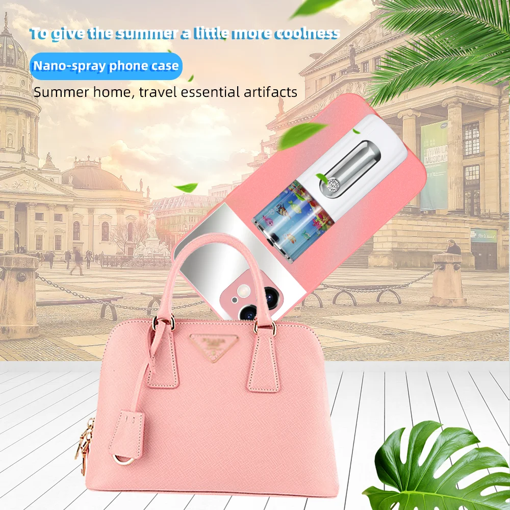 

Spray Rechargeabe Women Makeup Moisturizing Case For iPhone 11 12 Pro Max Mini 7 8 Plus XR X XS MAX INS Cover