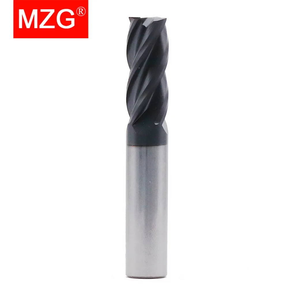 MZG 1PC 4 Flute HRC45 CNC 6 8 10 12 mm Lathe Machining Carbon Steel Milling Tool Cutter Flat Square Solid Carbide End Mill | Инструменты