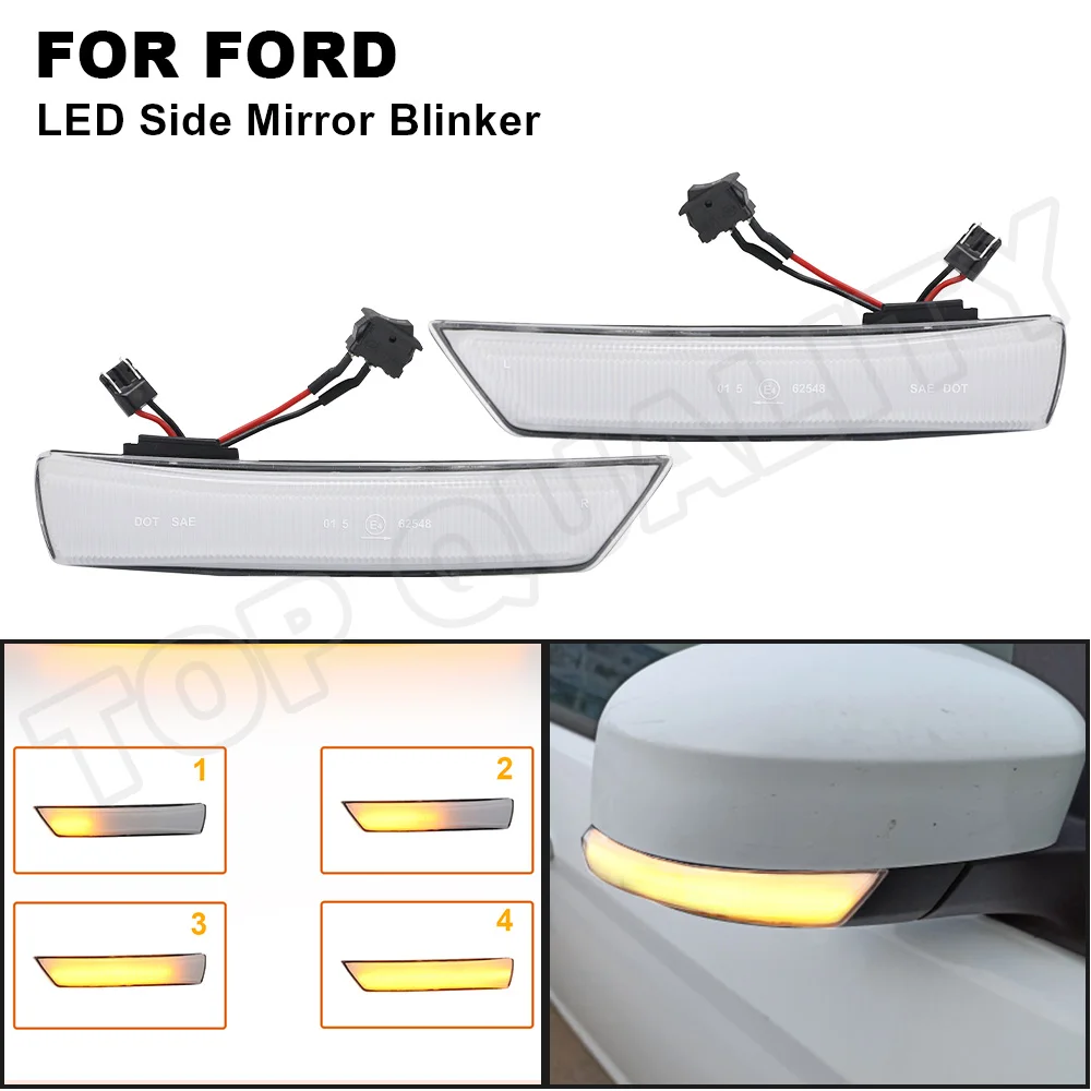 

For Ford Focus II facelift Focus III Mondeo IV Dynamic LED Turn Signal Light Sequential Side Mirror Arrow Indicator Amber