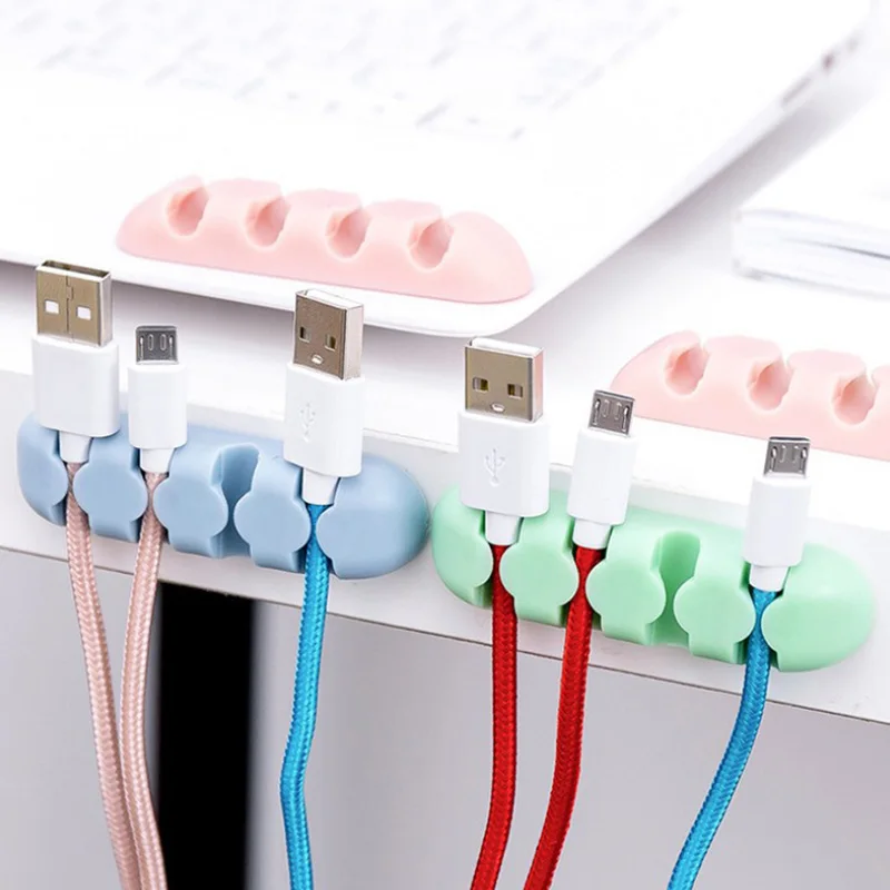 Органайзер для кабелей с 4 зажимами держатель зажим проводов мыши настольный