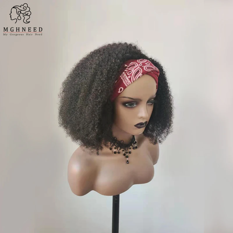 Kinky Curly Headband Wig Human hair Wigs For Black Women Machine Made Glueless None Lace Wigs Brazilian Remy Hair enlarge
