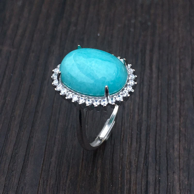 Женское кольцо из натурального амазонита CSJ классическое регулируемое овальное