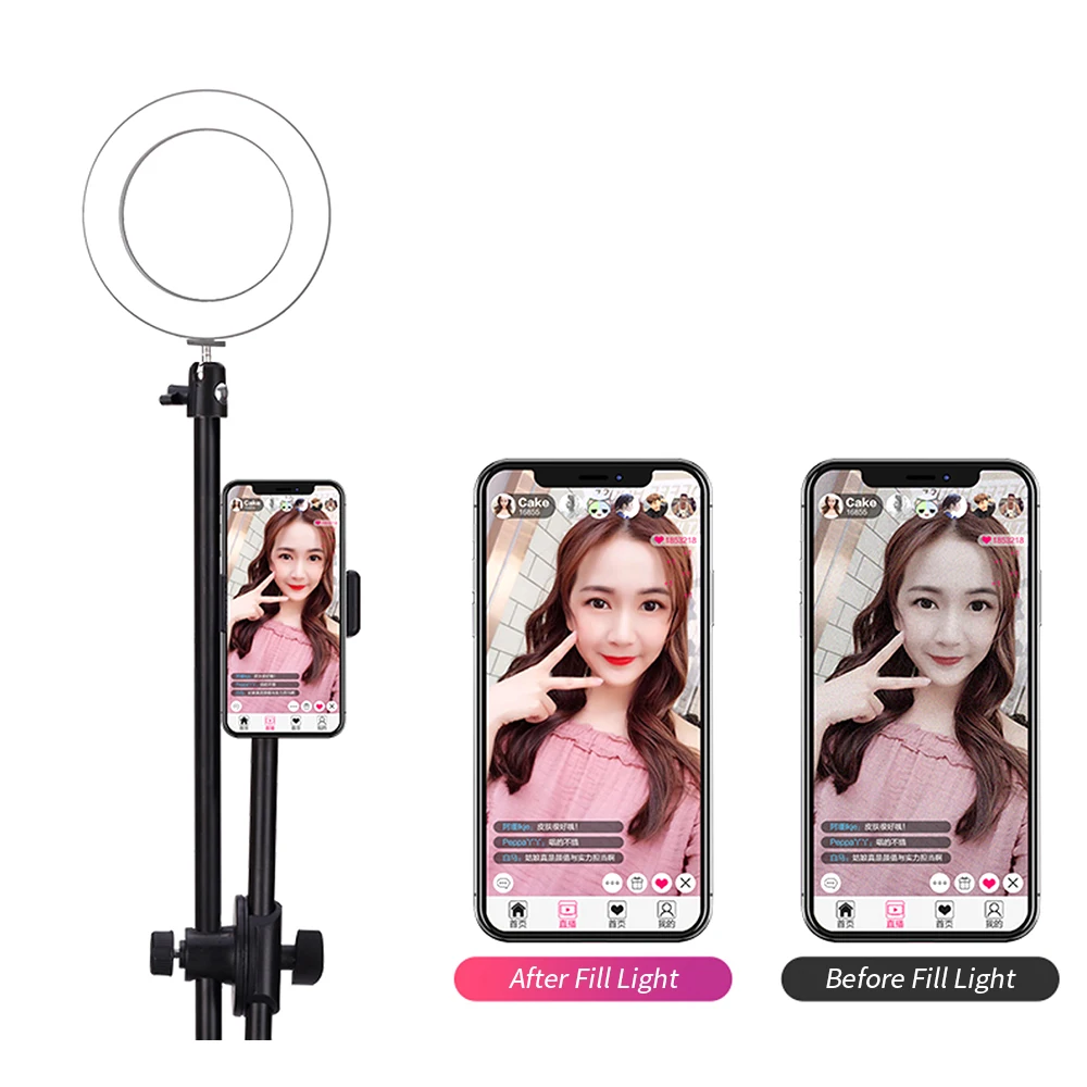 33cm26cm16cm selfie led ring light with adjustable desk phone shooting bracket stand photography ringlight for vk youtube free global shipping