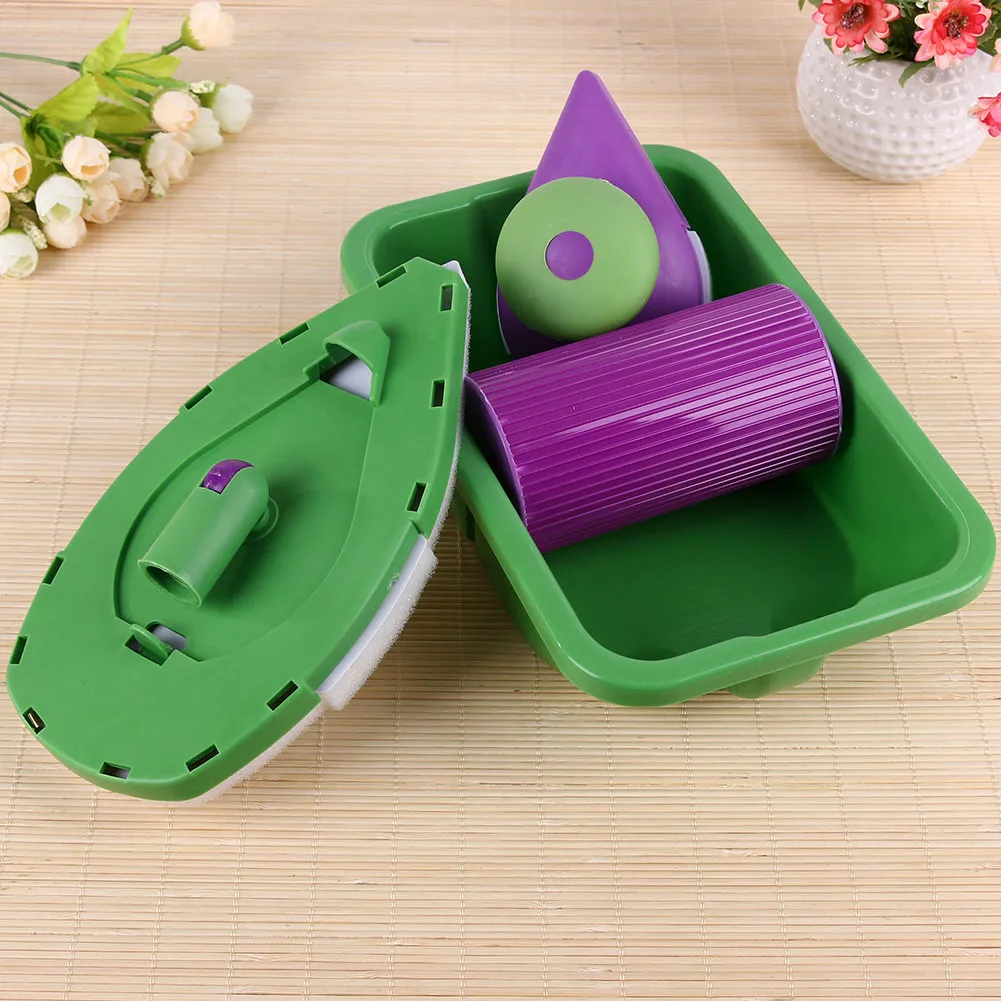 

Wall Paint Brush Roller Tray Household Wall Painting Brush Paint Sponge Pad 1 set Paint Roller + 4 sponge